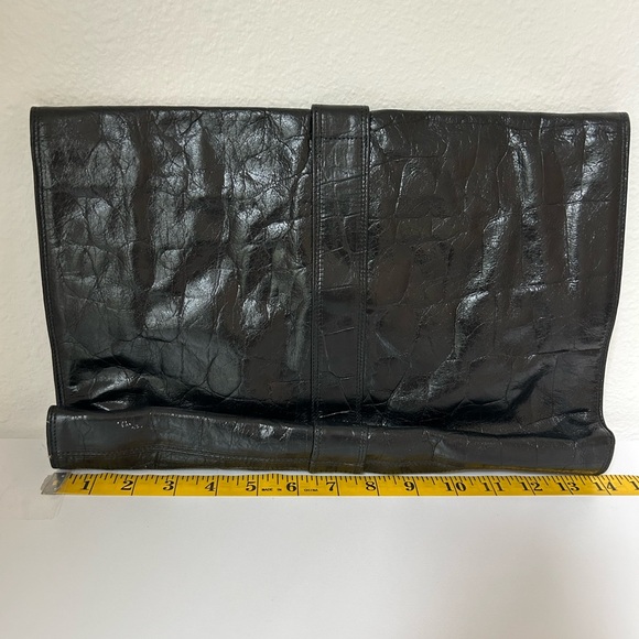 Danielle Nicole Made in Italy Black Leather Clutch with Gold Accent - Picture 4 of 5